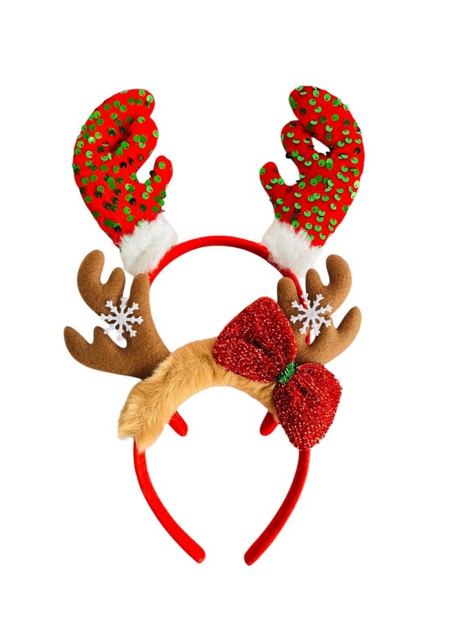 PartyToko 2pcs Christmas Headbands Adorable Luminous Hair Hoops Headdress Santa Claus Snowman Headband for Christmas Costume and Decoration - Pack of 2pcs - Image 3